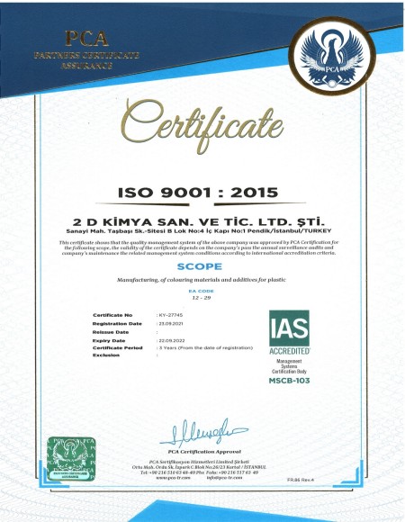 2D Kimya - Plastik Endüstrisi - Renklendiriciler ve Katkı Maddeleri